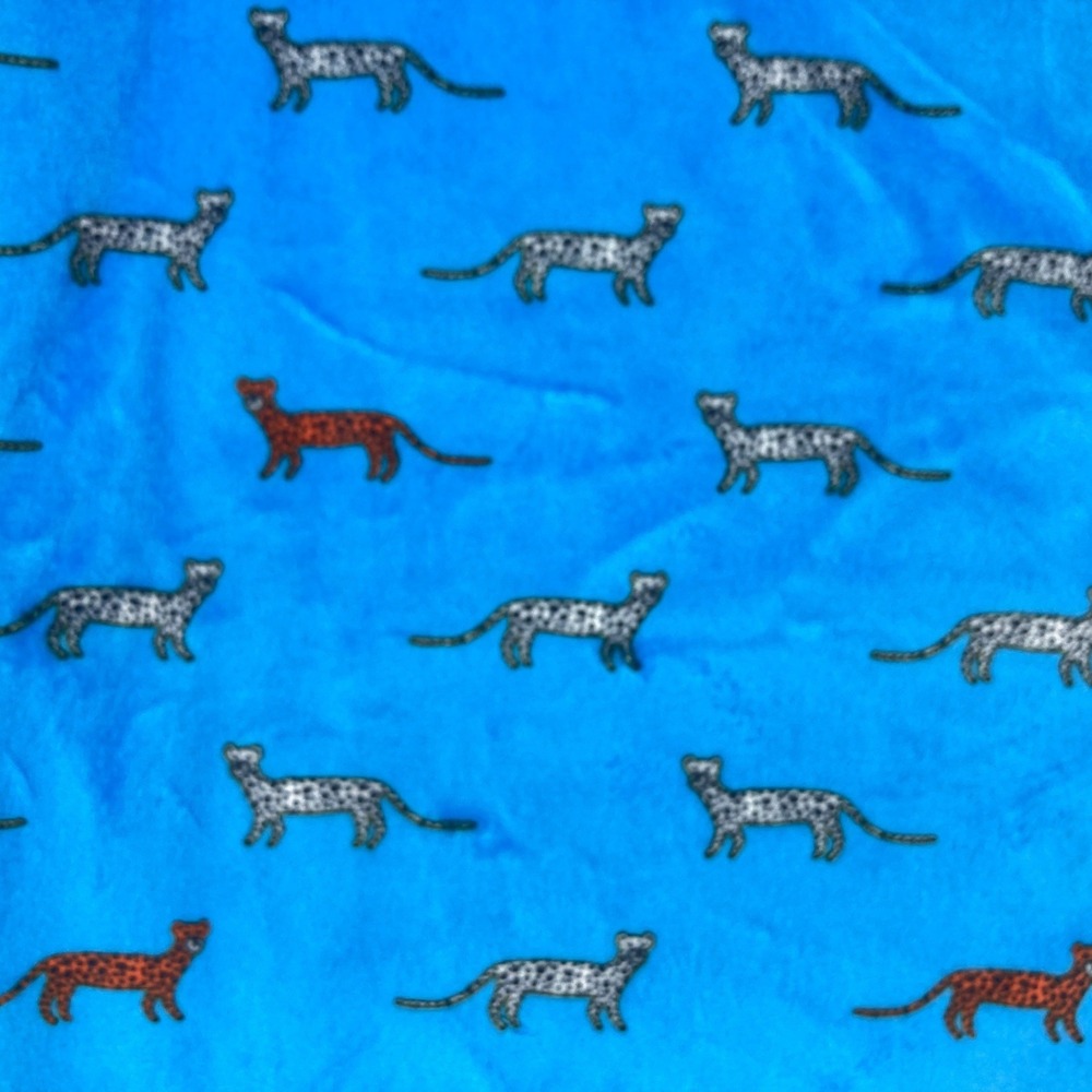 Michael Miller You're a Cheetah Fabric 1 yd x 59 in Blue Minky Animal Cuddle